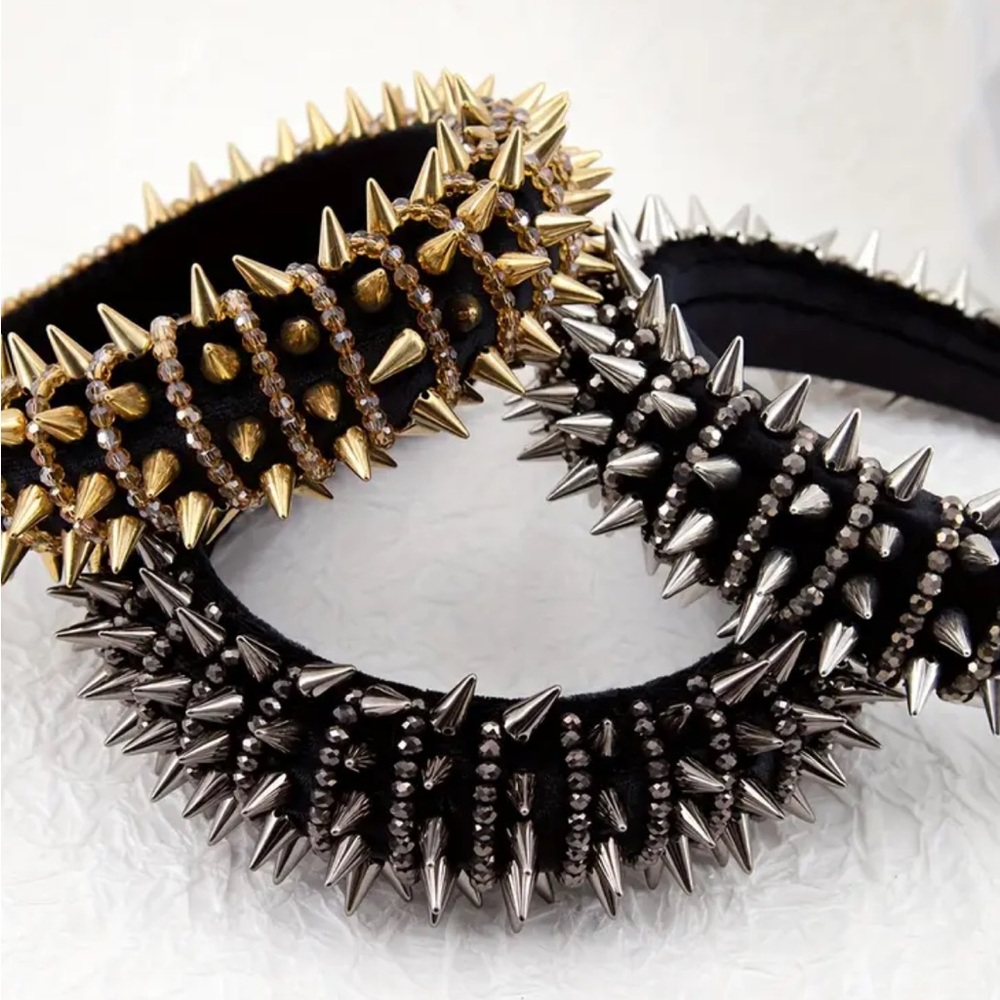 Silver Spiked Headband - Picture 2 of 3